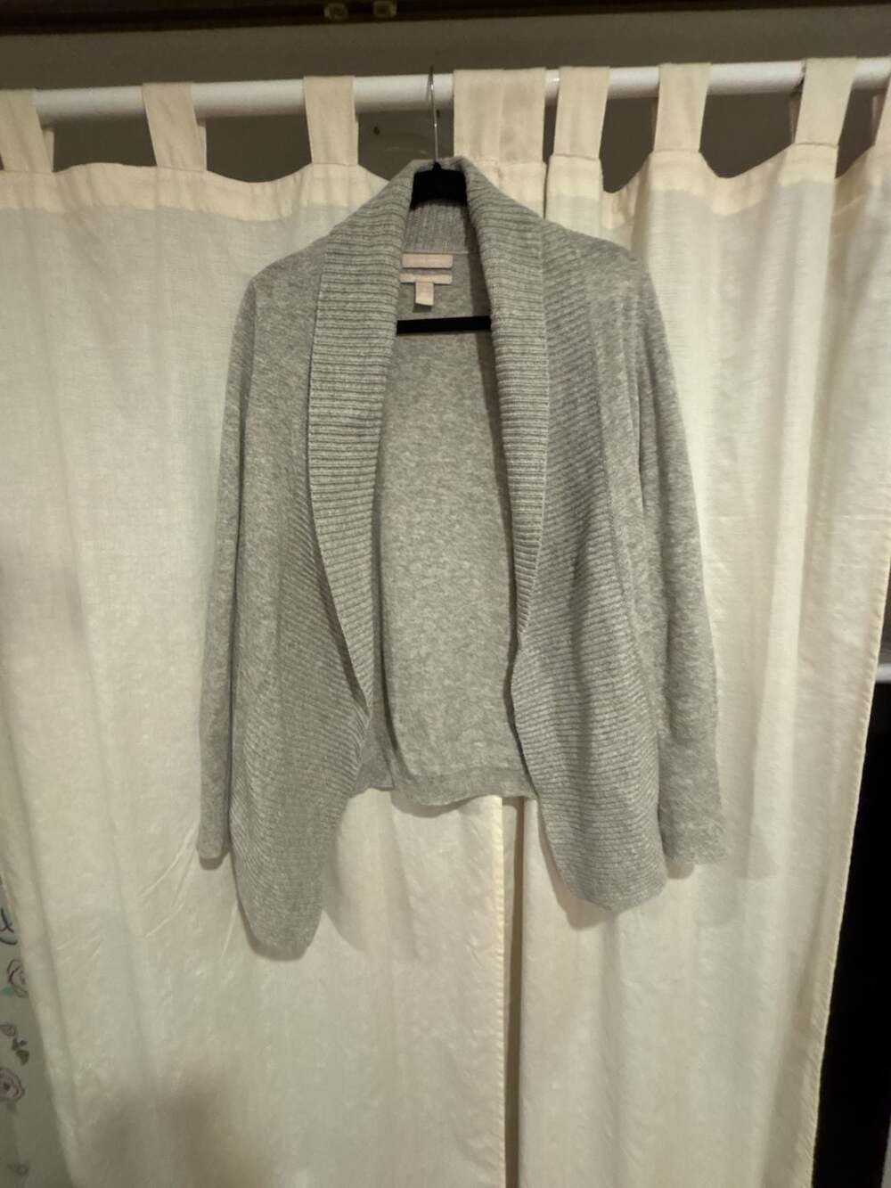 Banana Republic Women's Grey Shawl Collar Open Cardigan Made of Italian Fabric